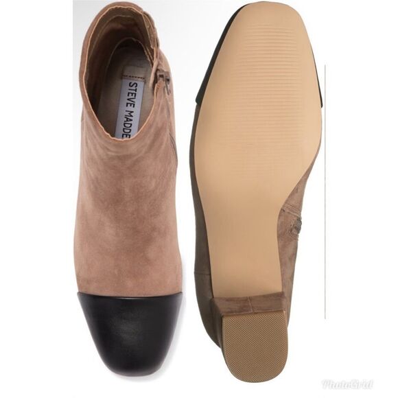 Revolve Steve Madden Jaslynn Suede Leather Block Heel Bootie Ankle Boots NWOT - Picture 4 of 12